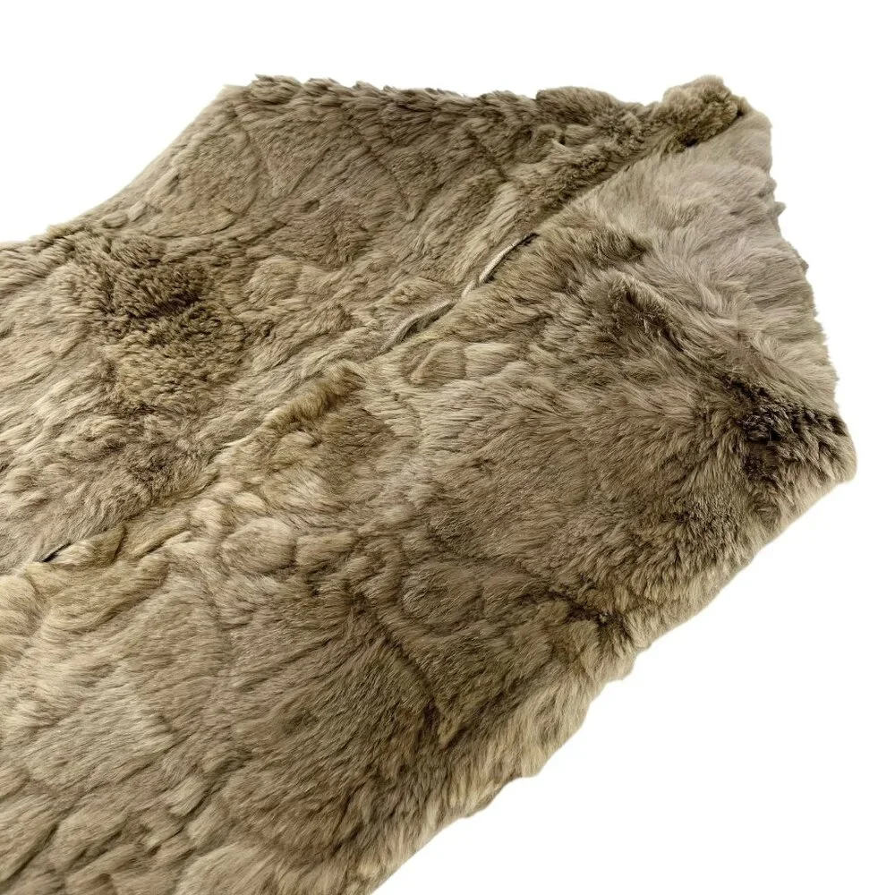 Christian Dior Vintage Trotter Monogram Logo Fur Scarf Shawl Olive [105195]